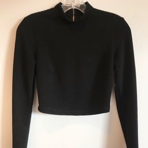 Black Forever 21 Long-Sleeved Mock Neck Crop Top!!